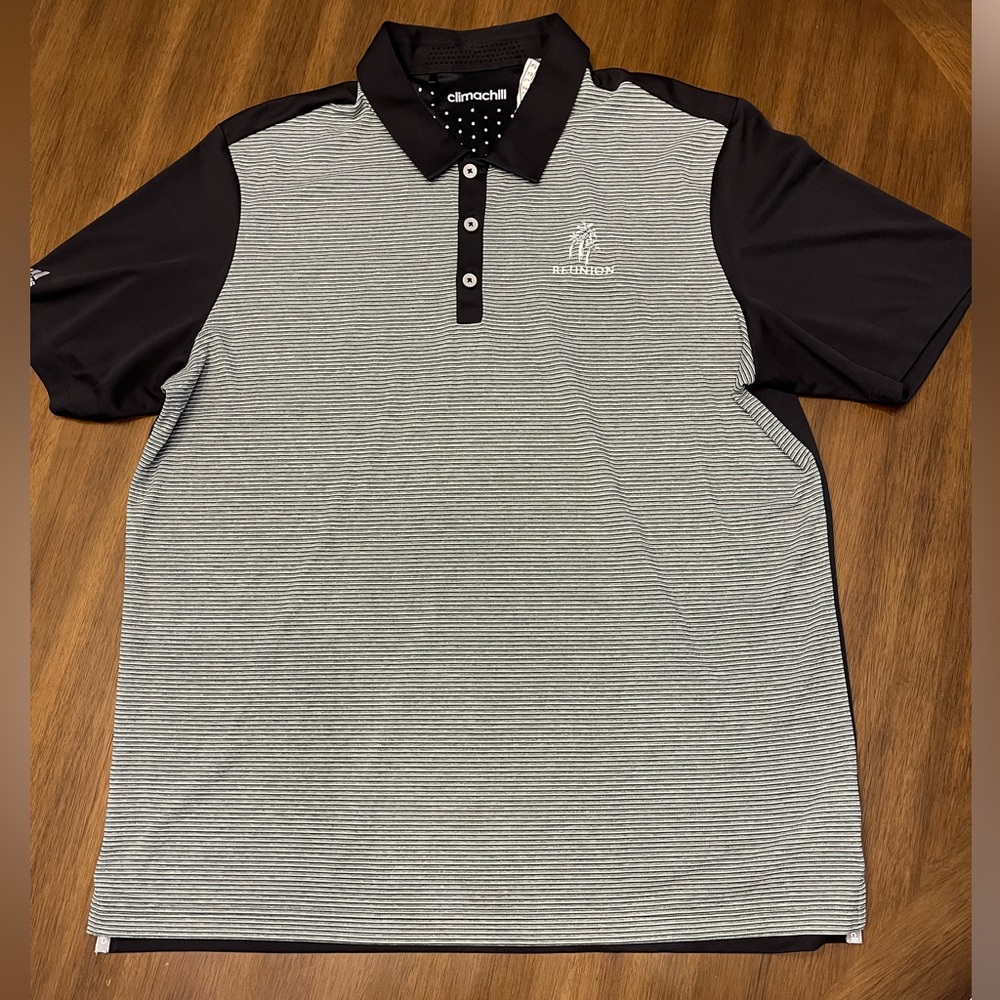 Adidas golf shirt with Reunion logo